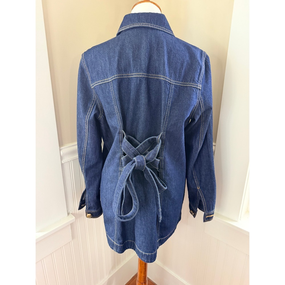 CAbi Chore Jacket Style 3910 Dark Wash Denim Belted Utility Jacket M - Picture 4 of 15
